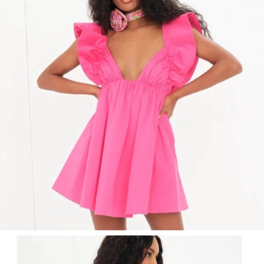 For Love And Lemons Pink Ruffled Babydoll Mini Dress